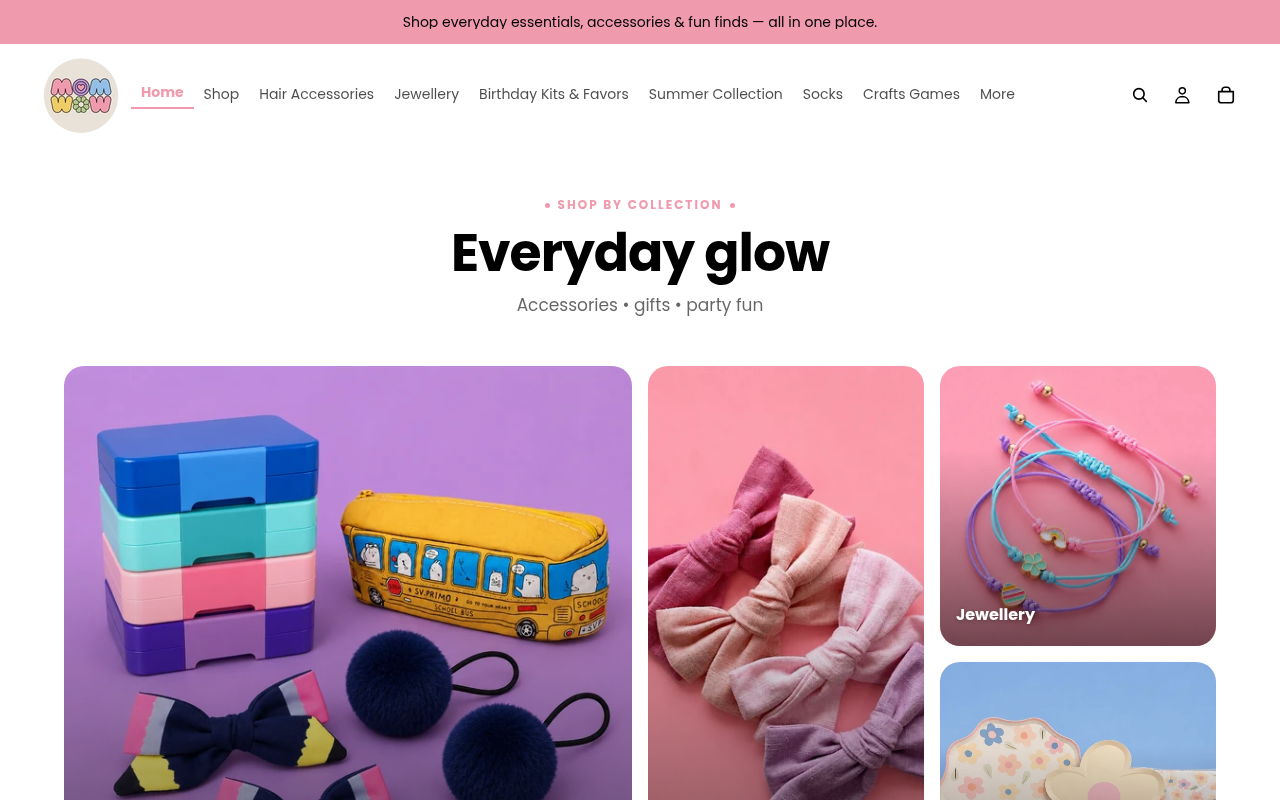MomWow Shopify storefront