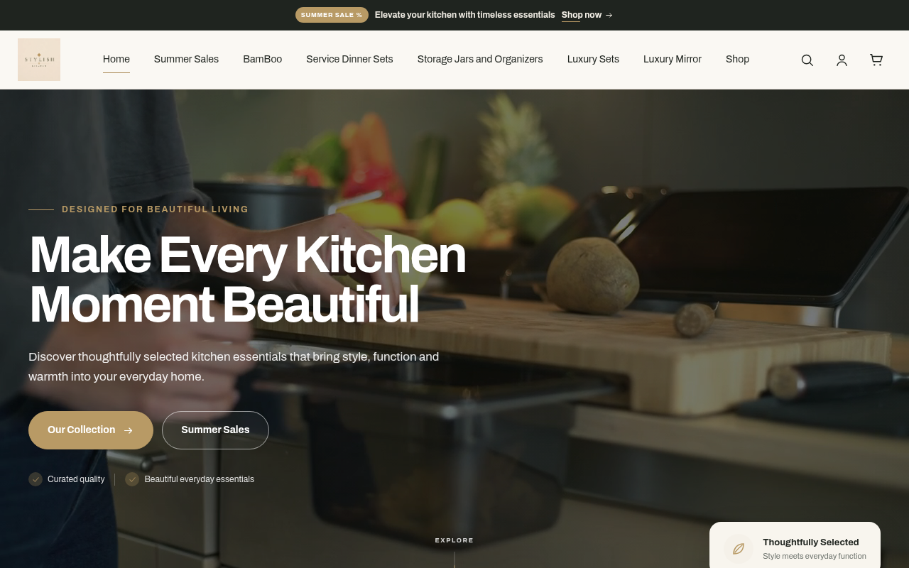 Stylish Kitchen Shopify storefront
